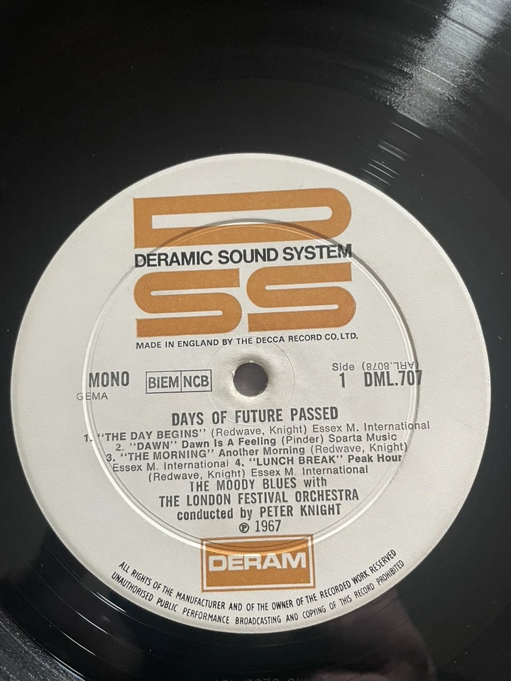 THE MOODY BLUES - DAYS OF FUTURE PASSED LP VINYL Early UK Mono Deram DML 707 - Photo 3/4