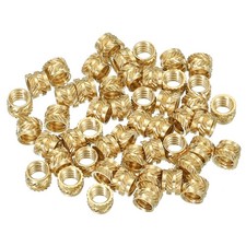 50Pcs 1/4"-20x6x8mm Threaded Inserts Brass Knurled Nuts Gold