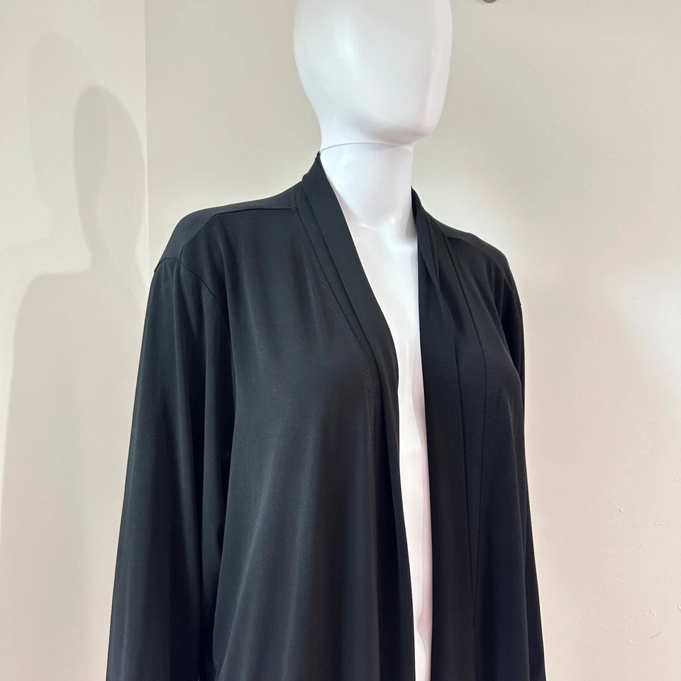 Susan Graver Sz 3X Black Luid Knit 3/4 Open Jacket Lux Blazer Mature - Image 3 of 4