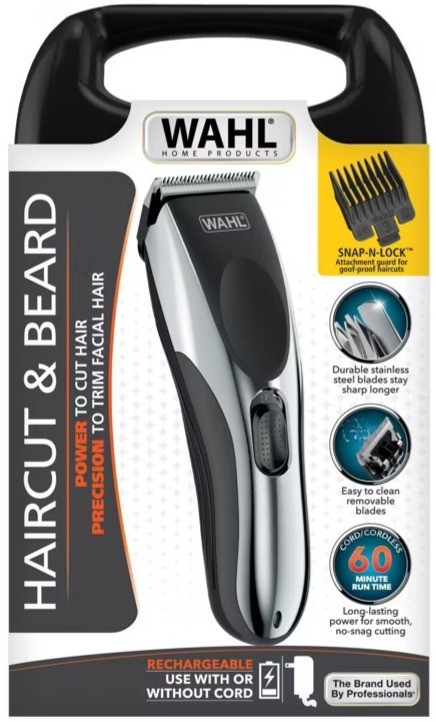Kit de corte de pelo y barba inalámbrico Wahl — Modelo 9649 (22 piezas, protectores negros) — Nuevo