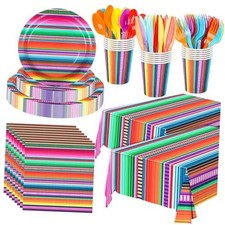 177 PCS Mexican Fiesta Party Supplies Fiesta Tableware Set Mexican Serape