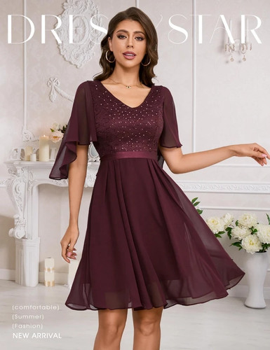 Elegancka burgundowa sukienka koktajlowa w rozmiarze 2XL, idealna na nocne wyjście - Zdjęcie 4 z 5