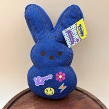 NEW Dark Blue Denim Peeps Plush Bunny Soft Toy Perfect For Easter Gift 3 Years+