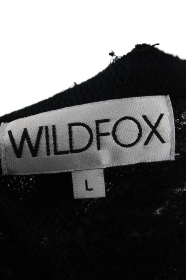 Sudadera Wildfox Mujer Mangas Largas Envejecida Negra Algodón Talla Grande Foto 4 de 4