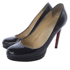 Christian Louboutin Pumps Heel Sandal Black Leather EU:35