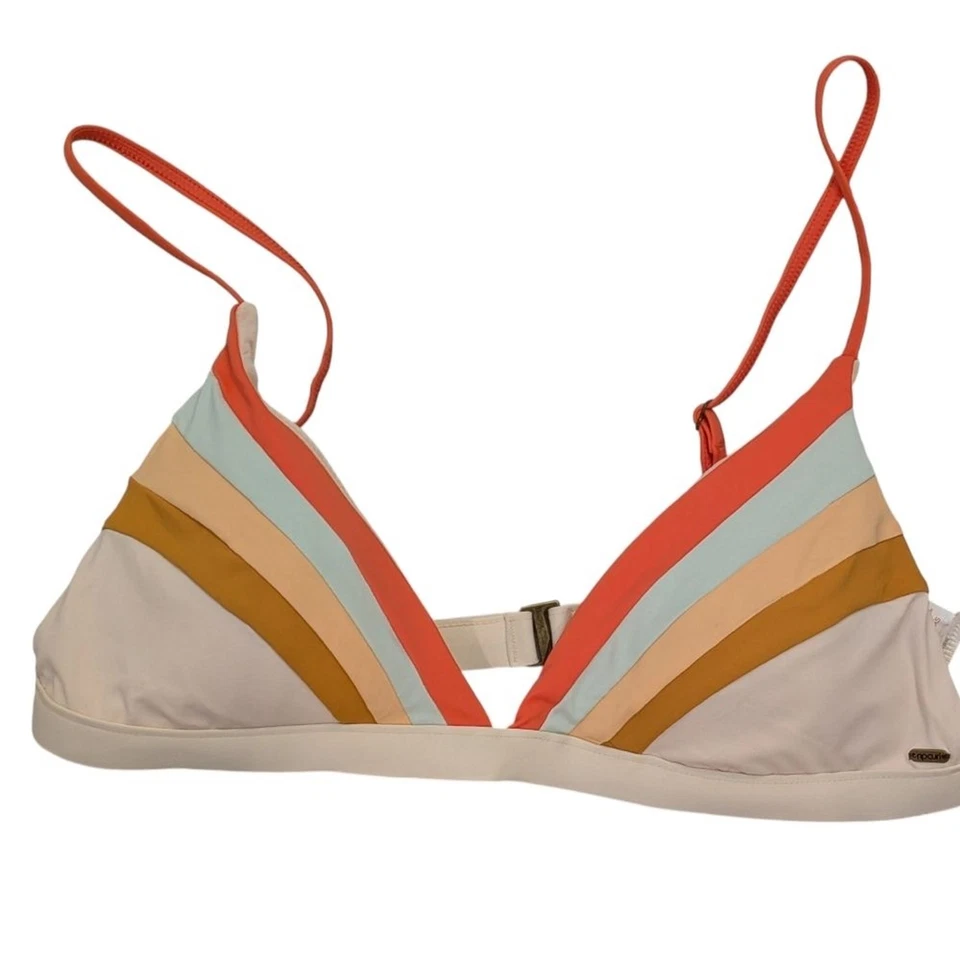 Top de bikini Rip Curl Day Break talla grande nuevo con etiquetas crema multicolor rayas surf natación Foto 2 de 4