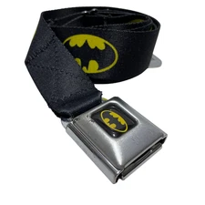 Batman DC Comics Black Yellow Licensed Seatbelt Seat Belt Style Men Buckle Down