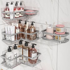 4-Pack Adhesive Corner Shower Caddy with Soap Holder, No Drilling Wall Mounte...