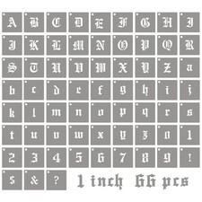 1 Inch Calligraphy Letter Stencils for Painting, 66 PCS 1 inch, cremy white