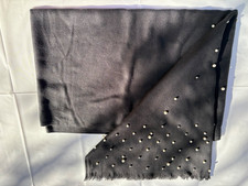 L K Beautiful Black Pashmina Scarf with Pearls and Diamond Studs