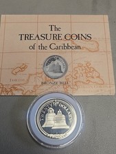 1985 British Virgin Islands Treasure Coin Silver Proof BRONZE BELL
