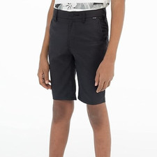 Hurley Boys' H20-Dri Walk Shorts 8 Inch Inseam, Black, Size 10
