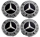 4 x Black Mercedes Benz 75mm Alloy Wheel Centre Hub Caps Class AMG A B C E S M