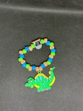 Dinosaur Kandi Bracelet RIP Charm Beaded Stretch Rave EDM Festival Jewelry