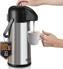 Airpot Coffee Carafe 102 Oz Insulated Stainless Steel Pump Dispenser