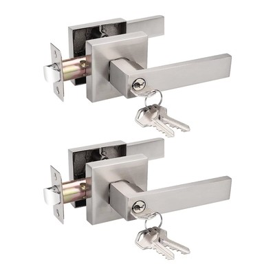 2 Pack Interior Bedroom Entrance Door Lever Doorknobs Door Lock One Keyway En...