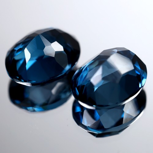 9.77 ct (2pcs) Attractive MATCHING PAIR Oval (11 x 9 mm) London Blue Topaz - Picture 2 of 2