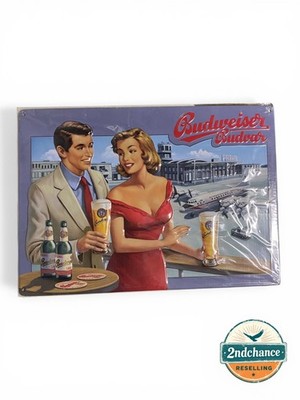 RETRO Blechschild '' BUDWEISER'' Budvar gewölbt NEU in Folie OVP Deko 20x30cm