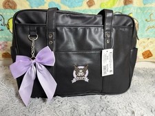 Kuromi School Bag High School Girl Boston Style With Charm Black Sanrio New