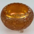 Fenton Carnival Glass Marigold Footed Rose Bowl Garland & Bows Vintage