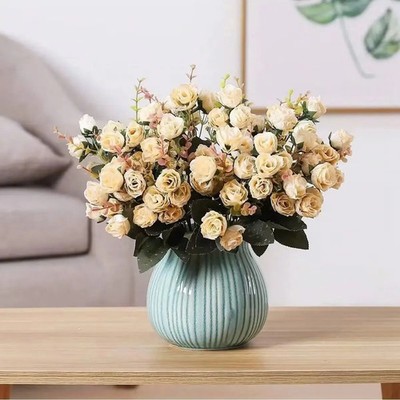 7 Gabeln 21 Köpfe künstliche Blumen Seidenrosen Zimmerpflanze Rose Blumenstrauß