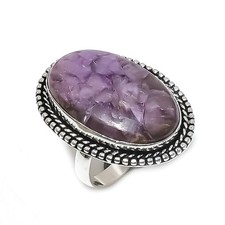 Russian Charoite Gemstone Handmade 925 Sterling Silver Jewelry Ring Size 9 O773