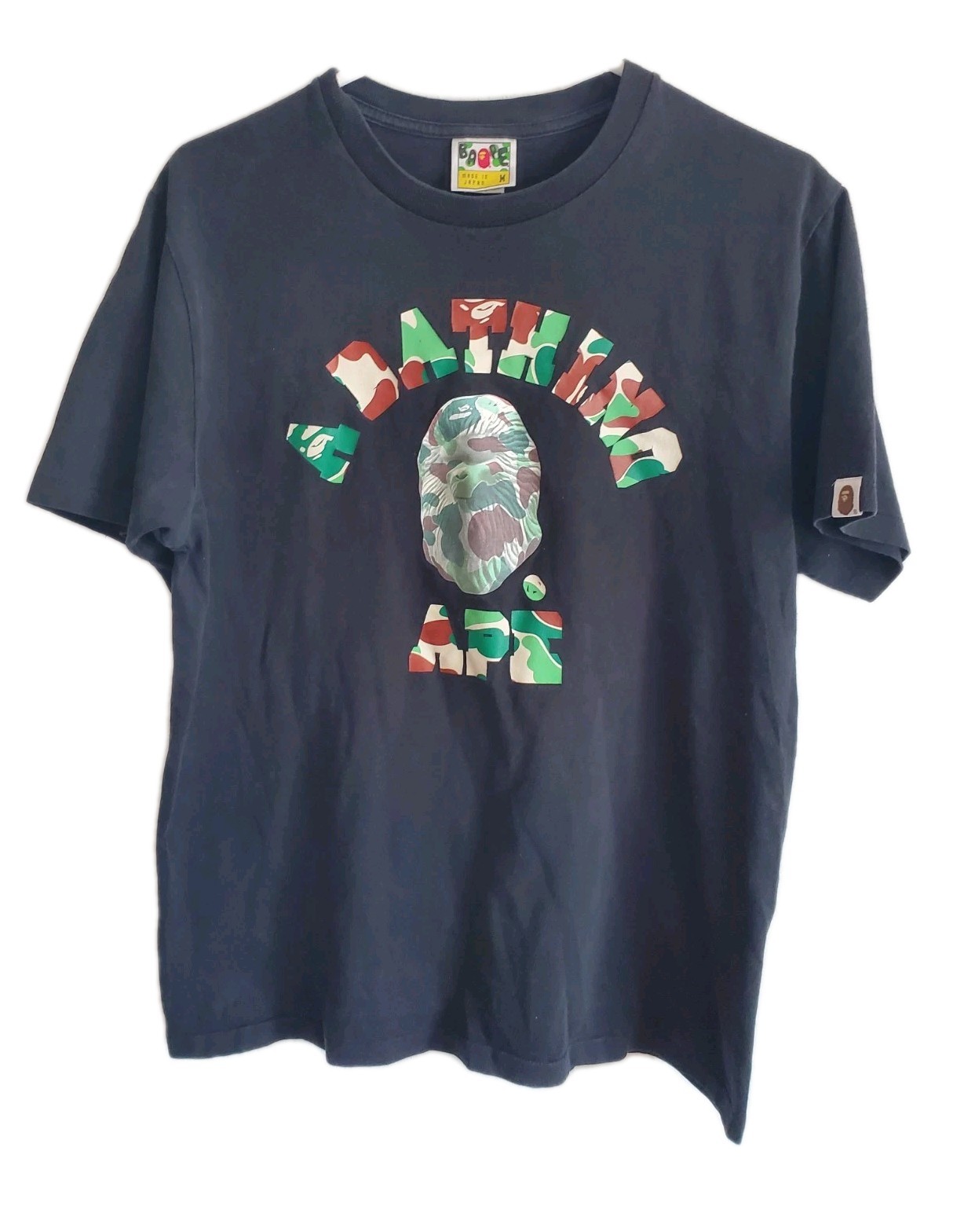 BATHING APE Camo Print Japan Made Nigo T-Shirt Mens Medium Black