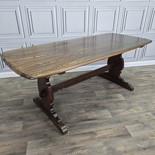 Ercol Refectory Dining Table - 6ft Solid Elm Top & Beech Base – Farmhouse 