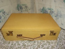 Vintage English 1960’S Leather travel beauty case,+ inside Swiss cyndrical music