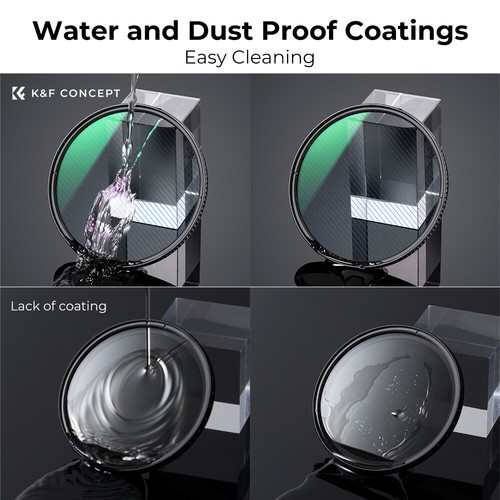 K&F Concept Blue Streak lens Filter 2mm Ultra-clear 49mm-82mm Green Film Nano-X - Picture 29 of 80