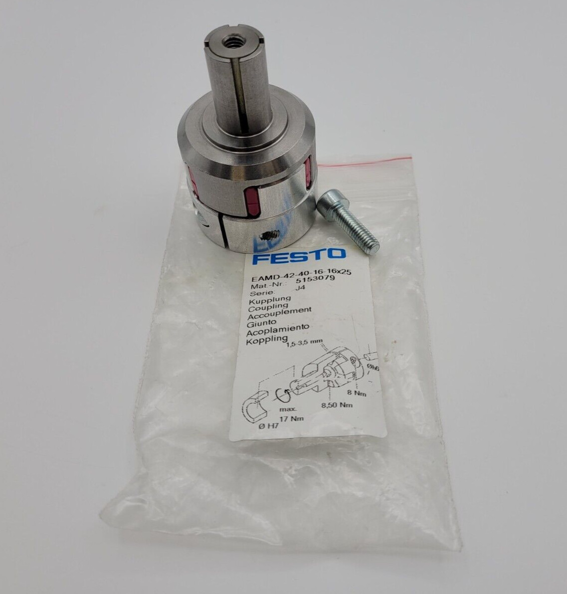 Festo EAMD-42-40-16-16x25 5153079 Coupling Rotational Speed 6000-RPM Series J4