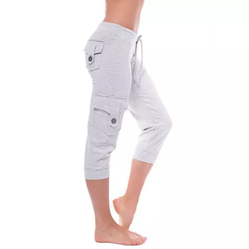 Summer Women's Capri Pants Casual Stretch Cropped Joggers Loose Trousers Fashion - Picture 34 of 44