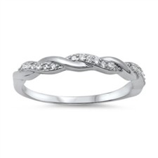 CZ Ring Genuine Sterling Silver 925 Clear CZ Height 3 mm Size 4 - 13