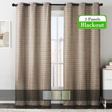 2 Panels 38 x 84" Manor Printed Grommet Blackout Grommet Window Drapes  Curtain