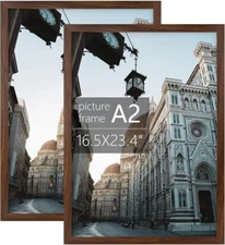 Set of 2, A2 Frame with Plexiglass, 16.5x23.4 inch Large Poster Frame