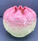 Fenton for Levay Shiny Burmese Wild Rose & Bowknot Rose Bowl 1979 - 4.5"