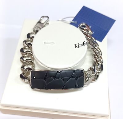 Swarovski Nevada Bracelet Crocodile Print Men/Unisex Jet Crystal