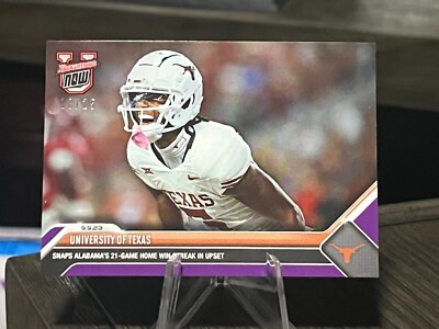 University of Texas Snaps Streak 2023 Bowman U Topps NOW Football Card 2 Purple