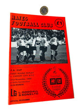 Football Programme Hayes vs Cardiff City 1990 Vintage ra