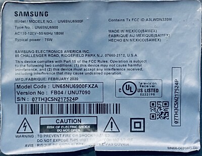 Samsung UN65NU6900FXZA 65 inch 2160p LED Smart TV for sale online
