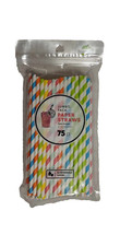 STRAWS PAPER BIOSMART 75 ct, JUMBO PACK Stripped Mixed Colors NEW OOP