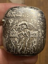 Pyrogène Grattoir Boîte d'allumettes France vers 1900 Ancien Metal Argente