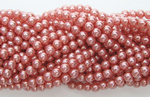 Czech Round Glass Imitation loose Pearls, Rose Pink nacre pearl 2-3-4-6-8-10mm - Picture 1 of 9