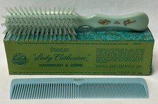 Juego de cepillo y peine Stanley Lady Catherine AZUL CELESTIAL #4052 VINTAGE con caja