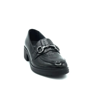 Mocassini Enval Soft 4750111 vernice nera tacco 4 cm Made in Italy SCONTO