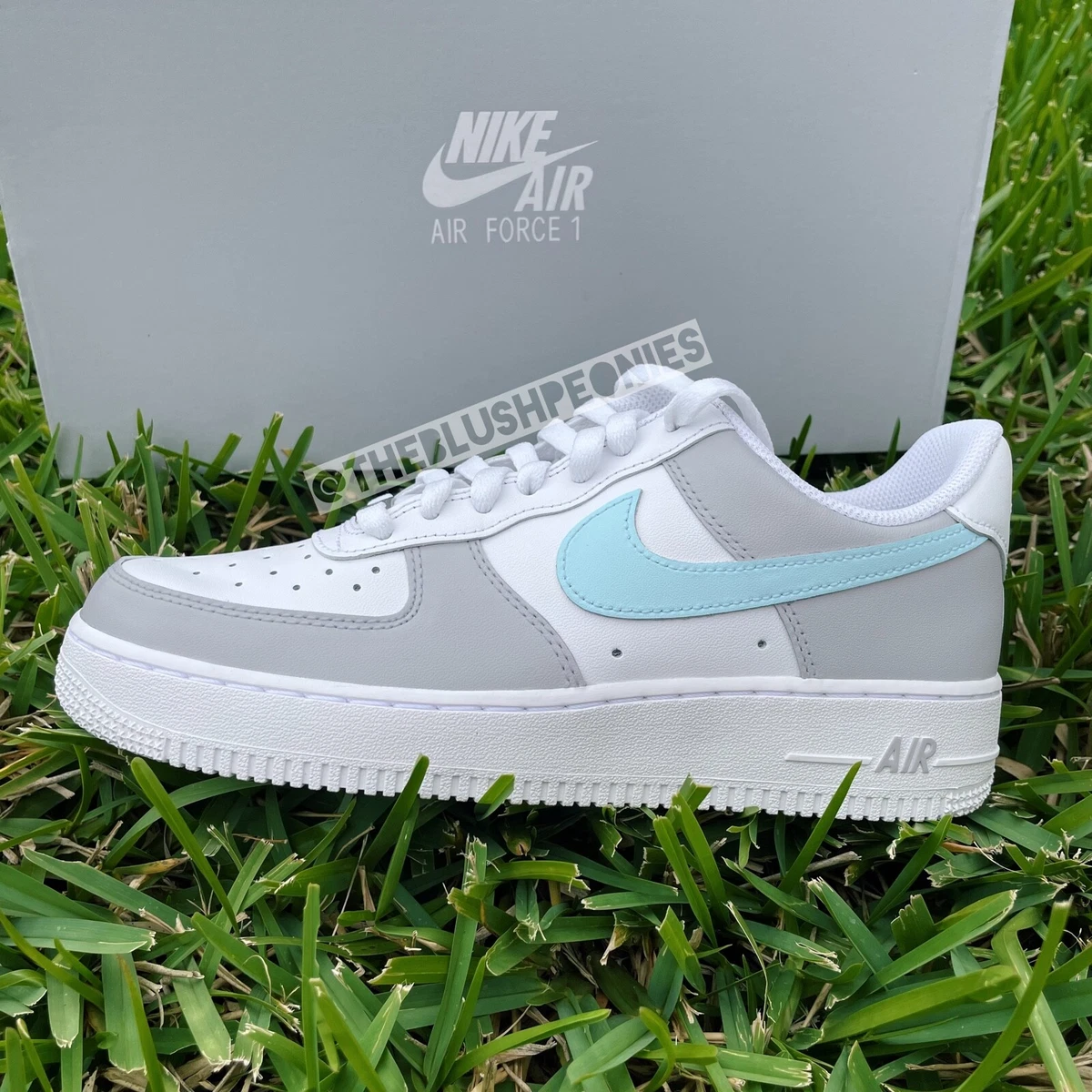 Nike Air Force 1 Custom Shoes Beige Mint Green Swoosh Sneakers All