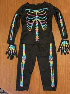Kids Skeleton Costume Black Metallic Ages 5-6