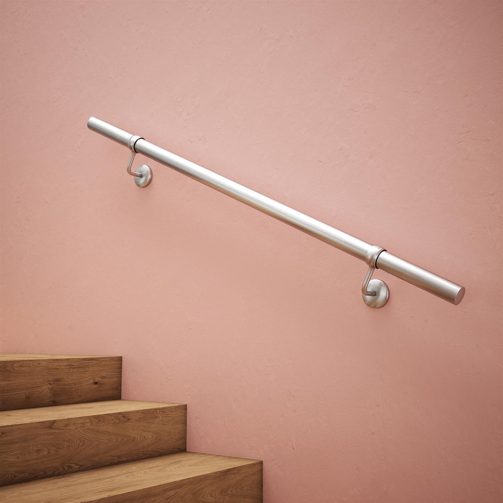 Rothley Internal Handrail Brushed Silver 1.2m Easy Fit Staircase Bannister Kit