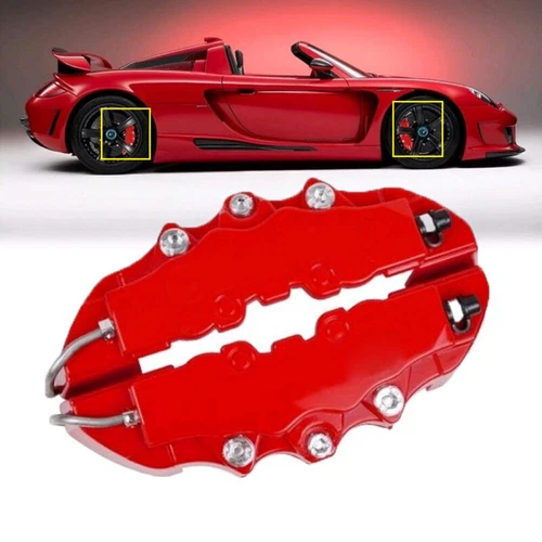 4x Universal Front+Rear Car Styling Disc Brake Caliper Cover Red Car Accessories - Bild 12 von 14