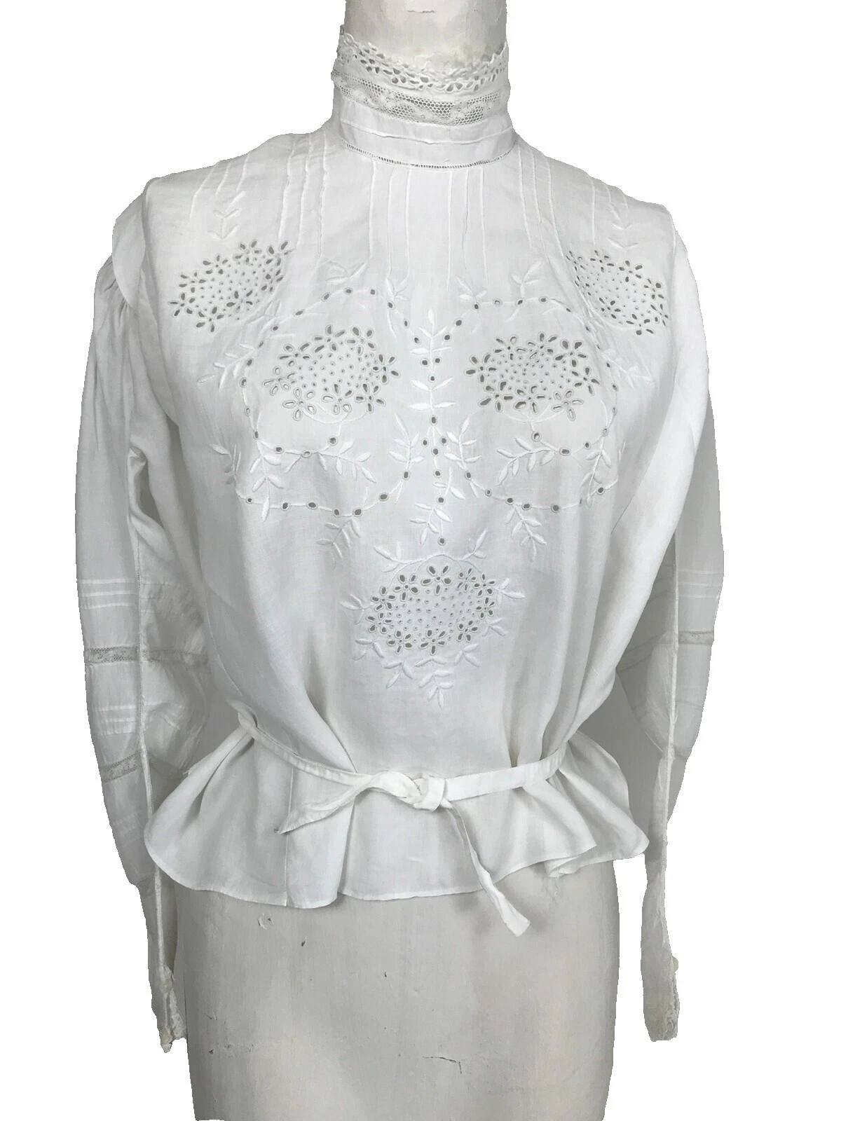 Ropa Vintage de lino blanco Eduardiano para Mujeres
